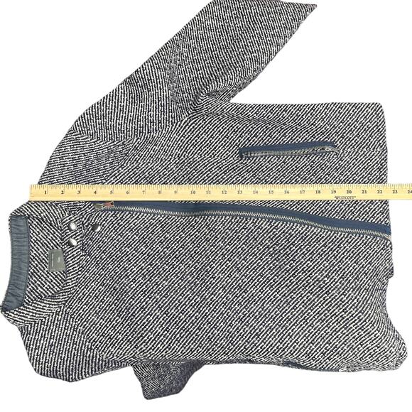 Gap Crop Moto Heavy Wool Twill Women's Jacket Navy & White Size XL - Picture 11 of 13